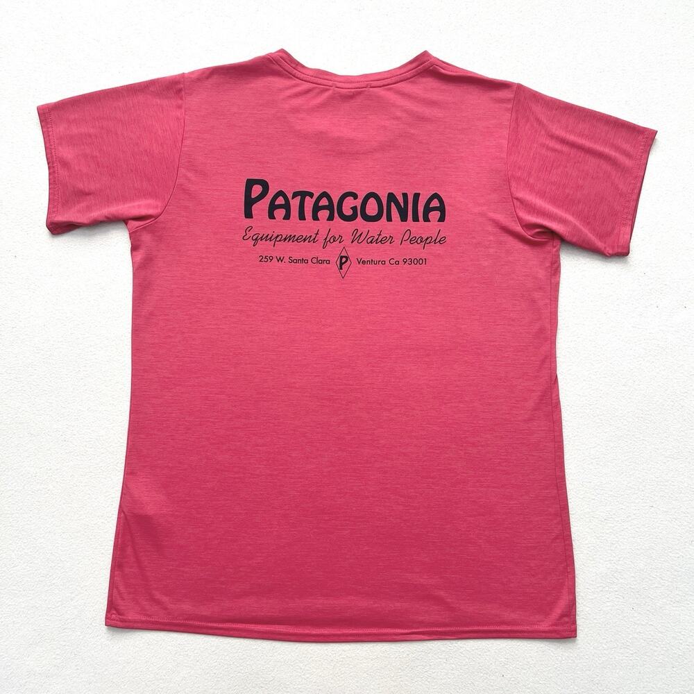 Patagonia For Water People Luminous Pink X-Dye Capilene Cool Daily Graphic Tee M